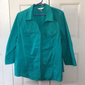 Teal button down
